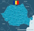 Romania - map and flag - Detailed Vector Illustration