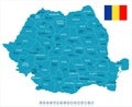 Romania - map and flag - Detailed Vector Illustration