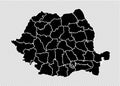 Romania map - High detailed Black map with counties/regions/states of romania. romania map isolated on transparent background Royalty Free Stock Photo
