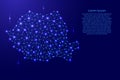 Romania map of polygonal mosaic lines network, rays, space stars of illustration. Royalty Free Stock Photo