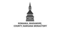 Romania, Maramure, County, Barsana Monastery travel landmark vector illustration