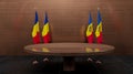 Romania and Moldova flags. flag Romania and Moldova, Summit concept, 3D work and 3D image