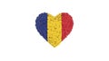 Romania. National Day. 1 December. Great Union Day. Heart shape made out of flowers on white background. Royalty Free Stock Photo