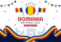 Romania National Day Vector Illustration on 1st December with Waving Flag Background in Romanian Great Union Memorial holiday