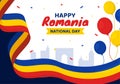 Romania National Day Vector Illustration on 1st December with Waving Flag Background in Romanian Great Union Memorial holiday