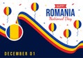 Romania National Day Vector Illustration on 1st December with Waving Flag Background in Romanian Great Union Memorial holiday