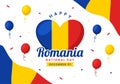 Romania National Day Vector Illustration on 1st December with Waving Flag Background in Romanian Great Union Memorial holiday