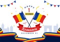 Romania National Day Vector Illustration on 1st December with Waving Flag Background in Romanian Great Union Memorial holiday