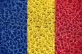 Romania national flag made of water drops. Background forecast season concept