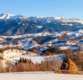 Romania nature, countryside landscape, scenery in winter. Royalty Free Stock Photo