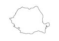 Romania outline map national borders country shape Royalty Free Stock Photo