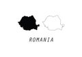 Romania outline map national borders Royalty Free Stock Photo