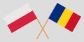 Romania and Poland. The Romanian and Polish flags. Official proportion. Correct colors. Vector