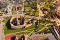 Romania Prejmer fortified church aerial view from drone , medieval architecture from Transylvania Royalty Free Stock Photo