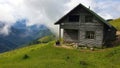 Romania, Rodnei Mountains, Ancuta Refuge from Curatel Saddle.