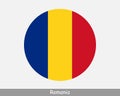 Romania Round Circle Flag. Romanian Circular Button Banner Icon. EPS Vector