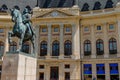 Romania`s King Carol 1 statue in front of Central University Library Carol 1