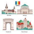 Romania set of landmark icons
