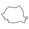 Romania - solid black outline border map of country area. Simple flat vector illustration Royalty Free Stock Photo