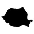Romania - solid black silhouette map of country area. Simple flat vector illustration Royalty Free Stock Photo