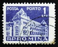 Romania stamp shows Central Post Office building, Bucharest, circa 1967