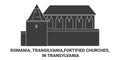 Romania, Transilvania,Fortified Churches, In Transylvania travel landmark vector illustration