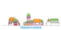 Romania, Transylvania line cityscape, flat vector. Travel city landmark, oultine illustration, line world icons