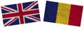 Romania and United Kingdom Flags Together Paper Texture Illustration
