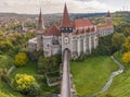 Romania - Vajdahunyad castle from drone view