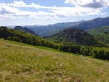Romania, Valcan Mountains, Oslea Mountain, viewpoint to Cerna Mountains.