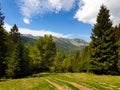 Romania, Valcan Mountains, Oslea Mountain, viewpoint to Godeanu Mountains