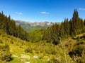 Romania, Valcan Mountains, Oslea Mountain, viewpoint to Iorgovanu Stone.