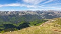 Romania, Valcan Mountains, viewpoint to Retezat Mountains from Oslea Ridge