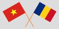 Romania and Vietnam. The Romanian and Vietnamese flags. Official proportion. Correct colors. Vector