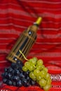 Romania wine bottle and two grapes Royalty Free Stock Photo