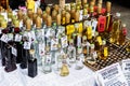 Romanian alcohol bottles, aged brandy Royalty Free Stock Photo