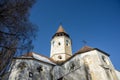 Romanian ancient Catholic church, historical Villages with fortified churches in Transylvania Royalty Free Stock Photo