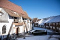 Romanian ancient Catholic church, historical Villages with fortified churches in Transylvania Royalty Free Stock Photo