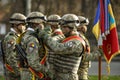 Romanian army soldiers prepare for the Romanian national day military parade Royalty Free Stock Photo