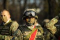 Romanian army soldiers prepare for the Romanian national day military parade Royalty Free Stock Photo