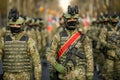 Romanian army special forces soldiers prepare for the Romanian national day military parade Royalty Free Stock Photo