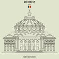 Romanian Athenaeum in Bucharest, Romania. Landmark icon