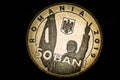 50 Romanian bani coin close-up. Romanian revolution 1989