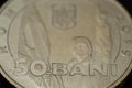 50 Romanian bani coin close-up. Romanian revolution 1989