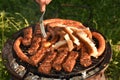 Romanian barbecue, mici,crenvusti,slanina Royalty Free Stock Photo