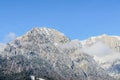 Romanian Carpathian mountains, Bucegi range with clouds, snow Royalty Free Stock Photo