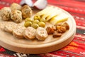 Romanian christmas appetizer consist of various pork dishes Royalty Free Stock Photo