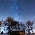 Romanian countryside under the Milky Way Royalty Free Stock Photo