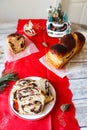 Romanian sweet bread cozonac with walnut cream