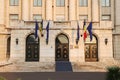 The balcony from which the romanian dictator Nicolae Ceausescu delivered his last speech